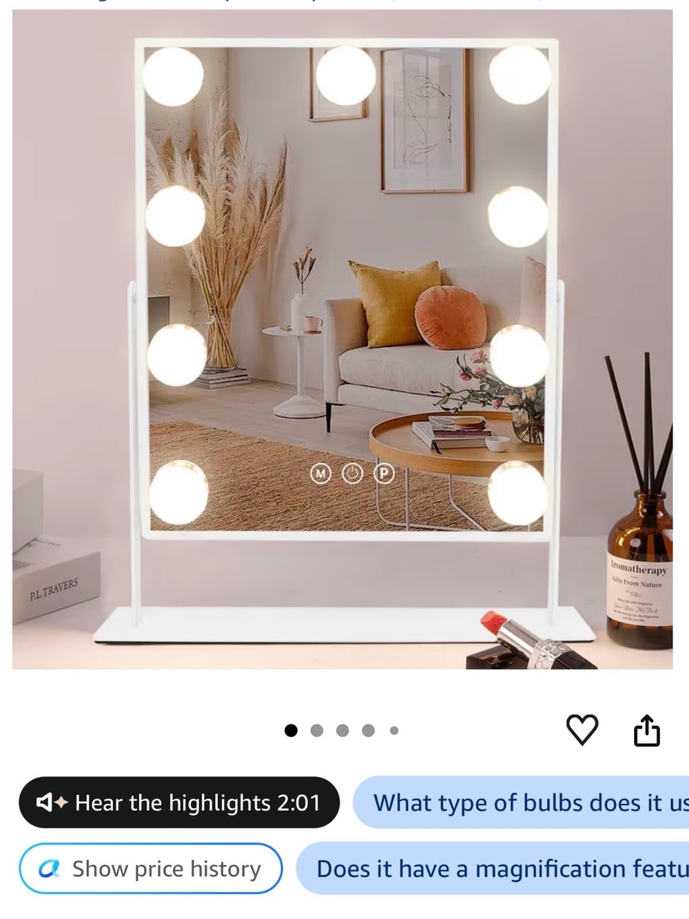 Lighted Vanity Mirror in White